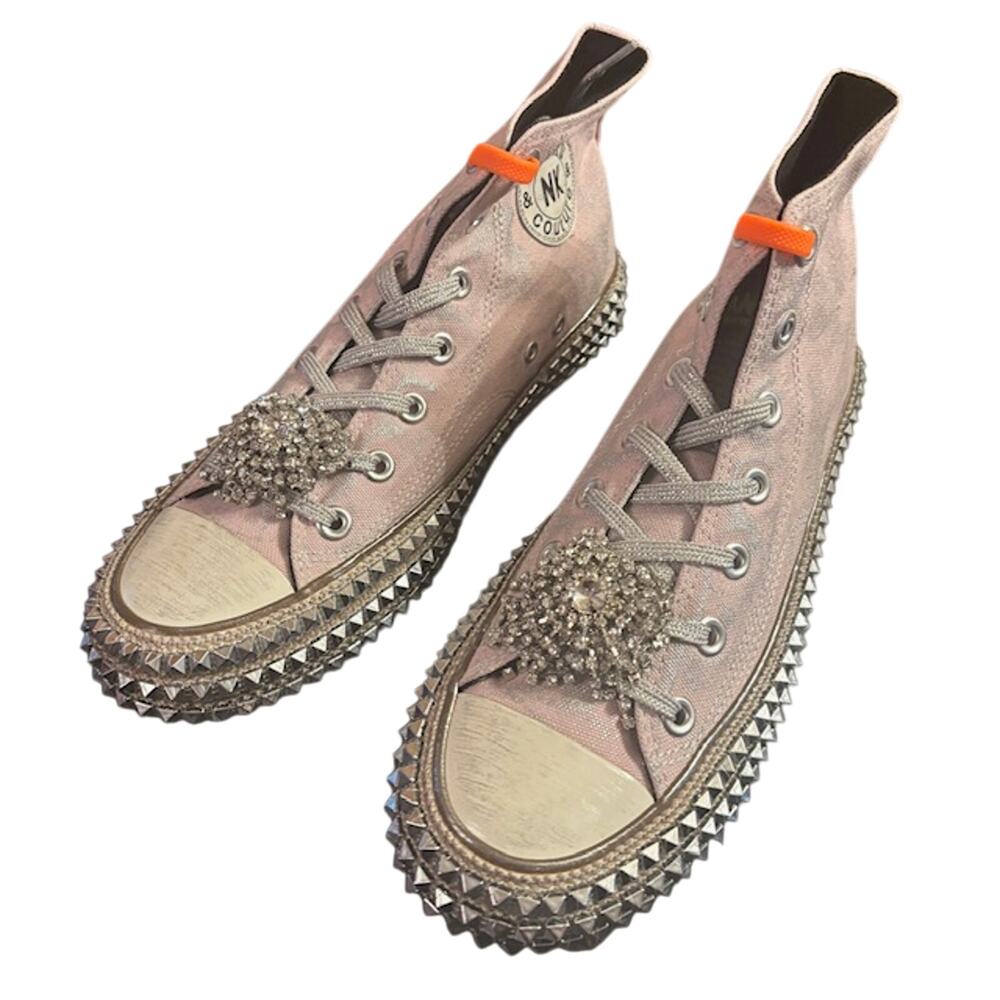NIB Nan-ku Cruise Studded Hi Top Sneakers Mellow Mauve EU 40 Distressed Casual
